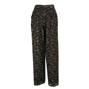 Emanuel Ungaro Black Lace Nude Lined Beaded Sequin Evening Pants Size 10 / 44